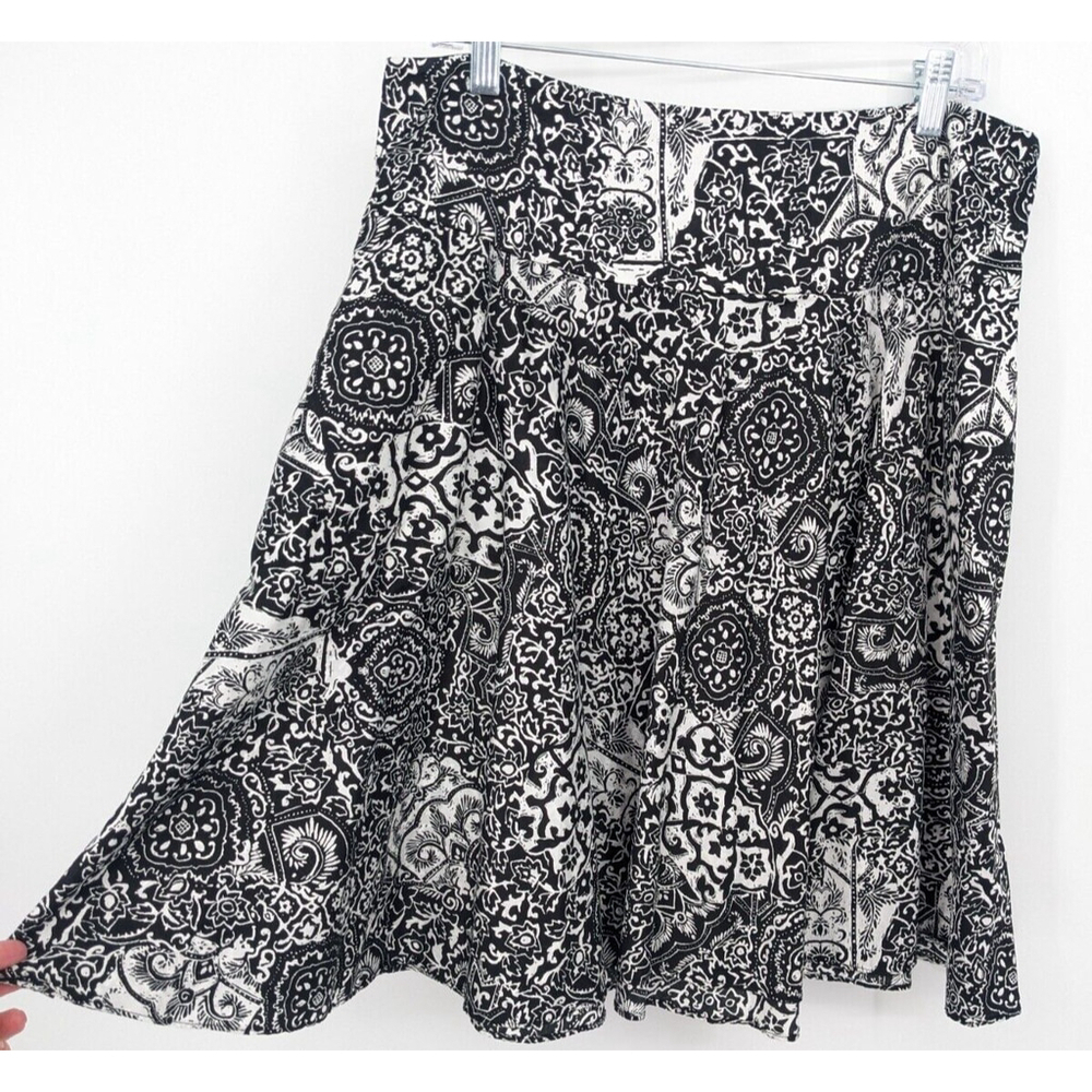 Lauren Ralph Lauren Skirt Womens 12 Black Cotton Paisley A Line Office Career
